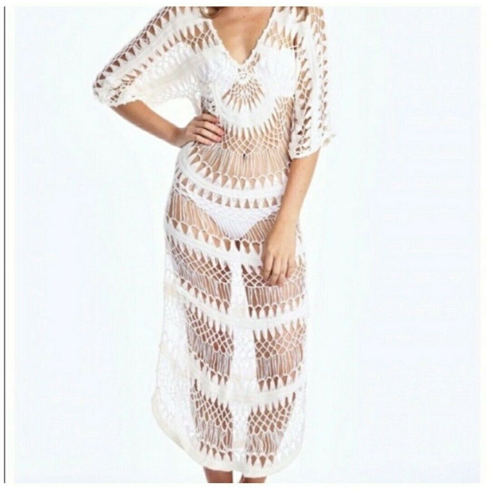 Wildfox Swim Women's Bikini A Day Crochet Mermaid Dress Ivory Size S‎ NWT $338